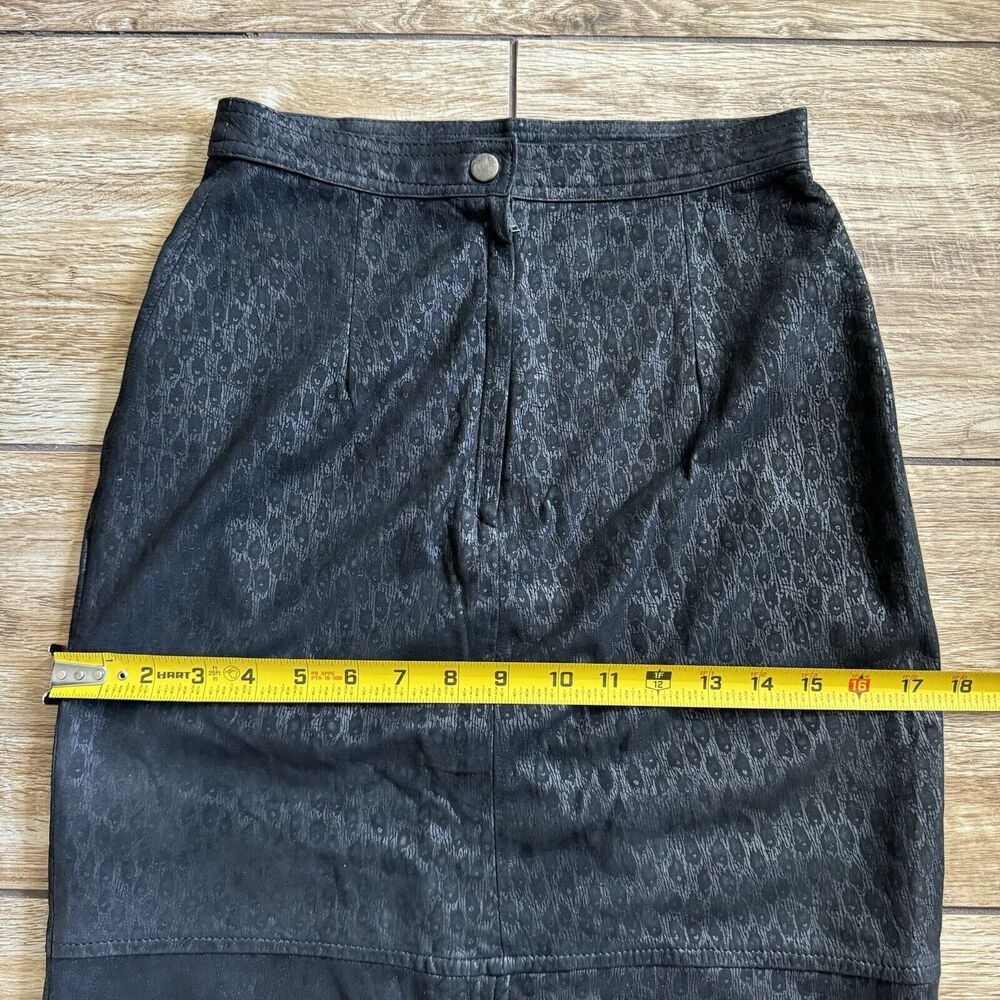 VTG Black Embossed Leather Pencil Skirt Sarah Taylor - Picture 12 of 14